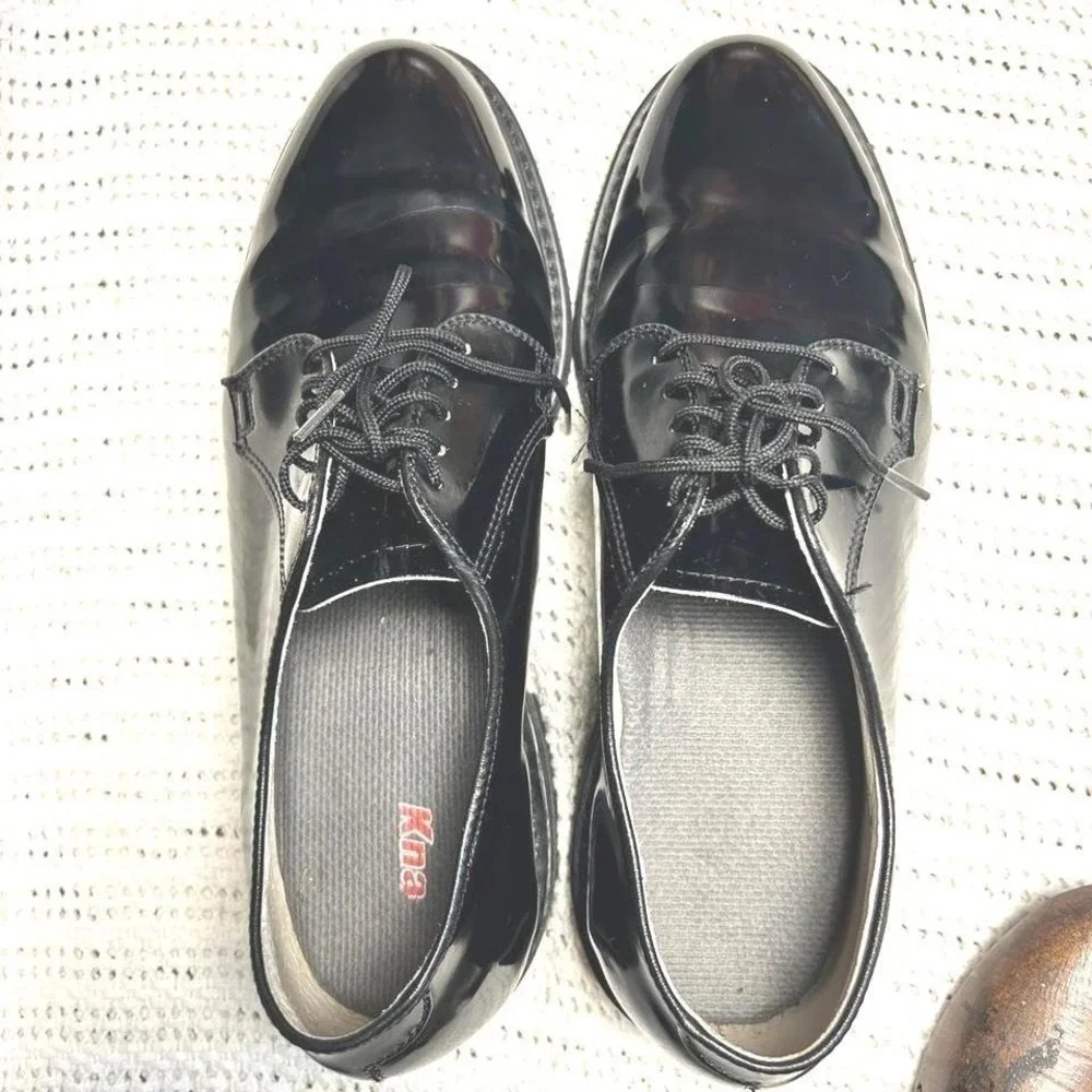 Knapp K17 76003‎ Black Patent Military Uniform Derby Shoes Mens 8.5H
